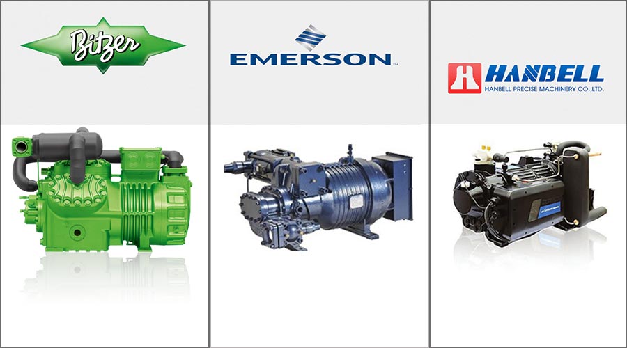 品牌制冷機(jī)組比澤爾、艾默生和漢鐘